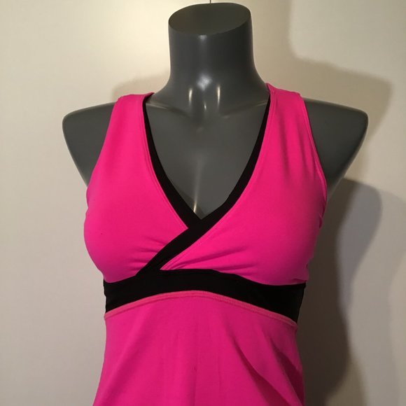 Lululemon Deep V Athletic Tank Raspberry Glo Light/Black Size 6 - Picture 2 of 12